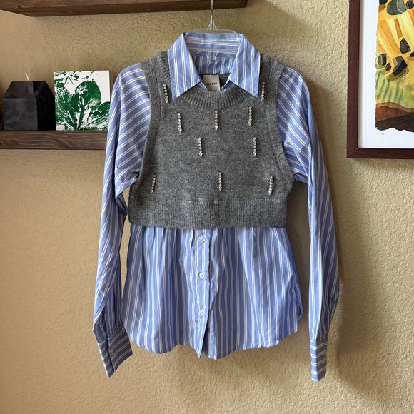 Maeve Twofer Embellished Sweater Vest Top XXS - Picture 5 of 13